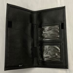 Black Travel Wallet case pouch Passport ID 9.5”x5” hook loop closure thick Good